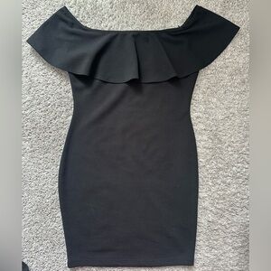 Guess Black Ruffled Mini Dress